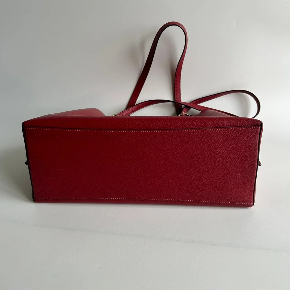 Coach Mollie Tote Red Apple Pebbled Leather Bag 1671